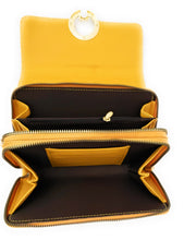 Load image into Gallery viewer, MariaKinz: Forever Synthetic Leather Clutch Purse with Crossbody/Shoulder Strap (Matte Yellow) MariaKinz