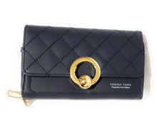 Load image into Gallery viewer, MariaKinz: Forever Synthetic Leather Clutch Purse with Crossbody/Shoulder Strap (Navy Blue) MariaKinz