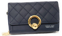 Load image into Gallery viewer, MariaKinz: Forever Synthetic Leather Clutch Purse with Crossbody/Shoulder Strap (Navy Blue) MariaKinz