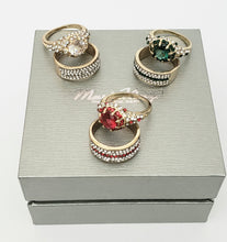 Load image into Gallery viewer, MariaKinz Gold Plated Paved & Oval CZ Diamond Halo Ring with Band MariaKinz