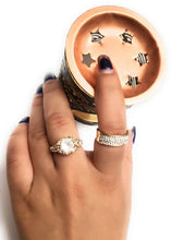 Load image into Gallery viewer, MariaKinz Gold Plated Paved & Oval CZ Diamond Halo Ring with Band MariaKinz