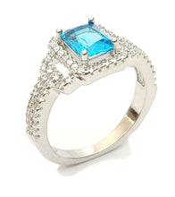 Load image into Gallery viewer, MariaKinz Gold Plated Silver A+ CZ t.w. Emerald Cut Topaz Created Ring MariaKinz