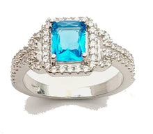 Load image into Gallery viewer, MariaKinz Gold Plated Silver A+ CZ t.w. Emerald Cut Topaz Created Ring MariaKinz