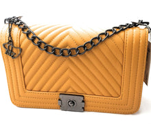 Load image into Gallery viewer, MariaKinz Leather Lightweight Large Mustard Shoulder/Crossbody Quilted Bag and Purse MariaKinz