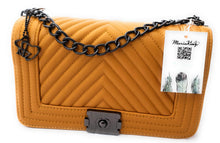 Load image into Gallery viewer, MariaKinz Leather Lightweight Large Mustard Shoulder/Crossbody Quilted Bag and Purse MariaKinz
