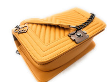 Load image into Gallery viewer, MariaKinz Leather Lightweight Large Mustard Shoulder/Crossbody Quilted Bag and Purse MariaKinz