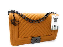 Load image into Gallery viewer, MariaKinz Leather Lightweight Large Mustard Shoulder/Crossbody Quilted Bag and Purse MariaKinz