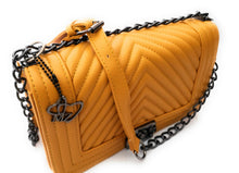 Load image into Gallery viewer, MariaKinz Leather Lightweight Large Mustard Shoulder/Crossbody Quilted Bag and Purse MariaKinz