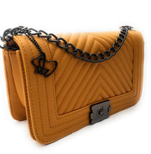 Load image into Gallery viewer, MariaKinz Leather Lightweight Large Mustard Shoulder/Crossbody Quilted Bag and Purse MariaKinz