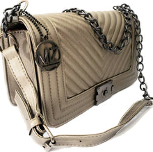 Load image into Gallery viewer, MariaKinz Leather Lightweight Large Silver Shoulder/Crossbody Quilted Bag and Purse MariaKinz