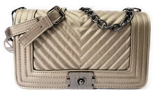 Load image into Gallery viewer, MariaKinz Leather Lightweight Large Silver Shoulder/Crossbody Quilted Bag and Purse MariaKinz