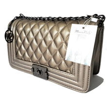 Load image into Gallery viewer, MariaKinz Leather Lightweight Large Silver Shoulder/Crossbody Quilted Bag and Purse MariaKinz