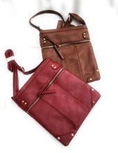 Load image into Gallery viewer, MariaKinz Leather Multi Pocket Shoulder Sling Women Purses and Handbags MariaKinz