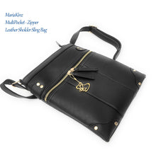 Load image into Gallery viewer, MariaKinz Leather Multi Pocket Shoulder Sling Women Purses and Handbags MariaKinz