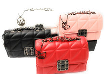 Load image into Gallery viewer, MariaKinz Leather Shoulder/Crossbody Quilted Bag and Mid Size Red Purse with Convertible Chain Strap MariaKinz