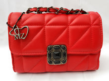 Load image into Gallery viewer, MariaKinz Leather Shoulder/Crossbody Quilted Bag and Mid Size Red Purse with Convertible Chain Strap MariaKinz
