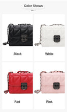 Load image into Gallery viewer, MariaKinz Leather Shoulder/Crossbody Quilted Bag and Mid Size White Purse with Convertible Chain Strap MariaKinz