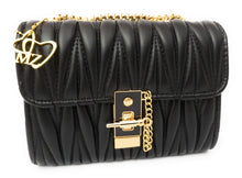 Load image into Gallery viewer, MariaKinz Leather Small Shoulder/Crossbody Quilted Bag and Purse with Convertible Chain Strap MariaKinz