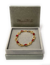 Load image into Gallery viewer, MariaKinz Red Ruby Crystal and Rhinestone Fashion Bracelet MariaKinz