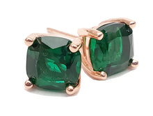 Load image into Gallery viewer, MariaKinz Rose Gold Plated 925 Stamped Silver, Emerald Square Studs MariaKinz