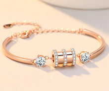 Load image into Gallery viewer, MariaKinz Rose Gold plated 925 Stamped Silver CZ Barrel Bracelet MariaKinz
