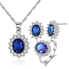 Load image into Gallery viewer, MariaKinz Royal CZ Diamond, Sapphire and Ruby Jewelry Set For Women MariaKinz