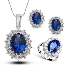 Load image into Gallery viewer, MariaKinz Royal CZ Diamond, Sapphire and Ruby Jewelry Set For Women MariaKinz
