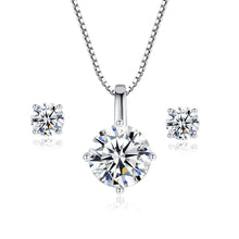 Load image into Gallery viewer, MariaKinz Signature 18K White Gold Plated 2ct Moissanite Necklace Earrings Set MariaKinz