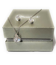 Load image into Gallery viewer, MariaKinz Signature CZ Diamond Necklace and Earring set MariaKinz
