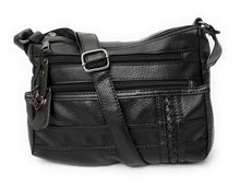 Load image into Gallery viewer, MariaKinz Soft Leather 5 Zipper Pockets Shoulder Purse and Handbag MariaKinz