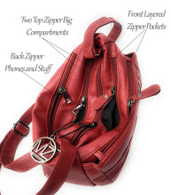 Load image into Gallery viewer, MariaKinz Soft Leather 5 Zipper Pockets Shoulder Purse and Handbag MariaKinz