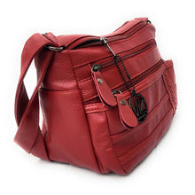 Load image into Gallery viewer, MariaKinz Soft Leather 5 Zipper Pockets Shoulder Purse and Handbag MariaKinz