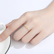 Load image into Gallery viewer, MariaKinz Stackable Anchor Knot Ring14K Gold Plated Stamped 925 Sterling Silver MariaKinz