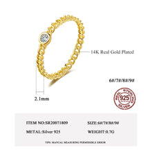 Load image into Gallery viewer, MariaKinz Stackable Life Link Ring14K Gold Plated Stamped 925 Sterling Silver MariaKinz