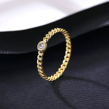 Load image into Gallery viewer, MariaKinz Stackable Life Link Ring14K Gold Plated Stamped 925 Sterling Silver MariaKinz