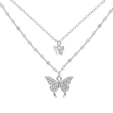 Load image into Gallery viewer, MariaKinz Sterling Silver Choker Butterfly Layered Necklace for Women MariaKinz