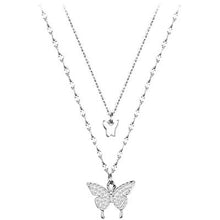 Load image into Gallery viewer, MariaKinz Sterling Silver Choker Butterfly Layered Necklace for Women MariaKinz