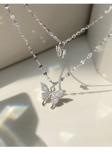 Load image into Gallery viewer, MariaKinz Sterling Silver Choker Butterfly Layered Necklace for Women MariaKinz