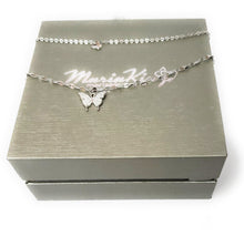 Load image into Gallery viewer, MariaKinz Sterling Silver Choker Butterfly Layered Necklace for Women MariaKinz