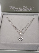 Load image into Gallery viewer, MariaKinz Sterling Silver Choker Heart Layered Necklace MariaKinz
