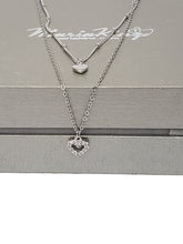 Load image into Gallery viewer, MariaKinz Sterling Silver Choker Heart Layered Necklace MariaKinz