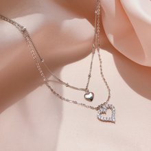 Load image into Gallery viewer, MariaKinz Sterling Silver Choker Heart Layered Necklace MariaKinz