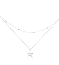 Load image into Gallery viewer, MariaKinz Sterling Silver Choker Star Layered Necklace MariaKinz