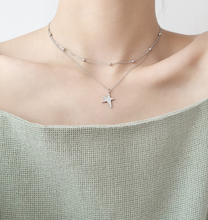 Load image into Gallery viewer, MariaKinz Sterling Silver Choker Star Layered Necklace MariaKinz