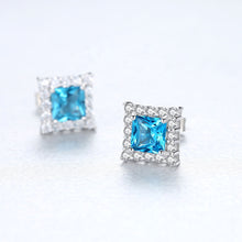 Load image into Gallery viewer, MariaKinz Sterling Silver Princes Swiss Blue Topaz Earrings MariaKinz