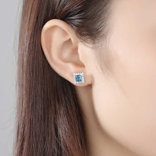 Load image into Gallery viewer, MariaKinz Sterling Silver Princes Swiss Blue Topaz Earrings MariaKinz