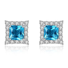 Load image into Gallery viewer, MariaKinz Sterling Silver Princes Swiss Blue Topaz Earrings MariaKinz