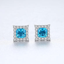 Load image into Gallery viewer, MariaKinz Sterling Silver Princes Swiss Blue Topaz Earrings MariaKinz