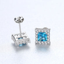 Load image into Gallery viewer, MariaKinz Sterling Silver Princes Swiss Blue Topaz Earrings MariaKinz