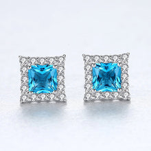 Load image into Gallery viewer, MariaKinz Sterling Silver Princes Swiss Blue Topaz Earrings MariaKinz